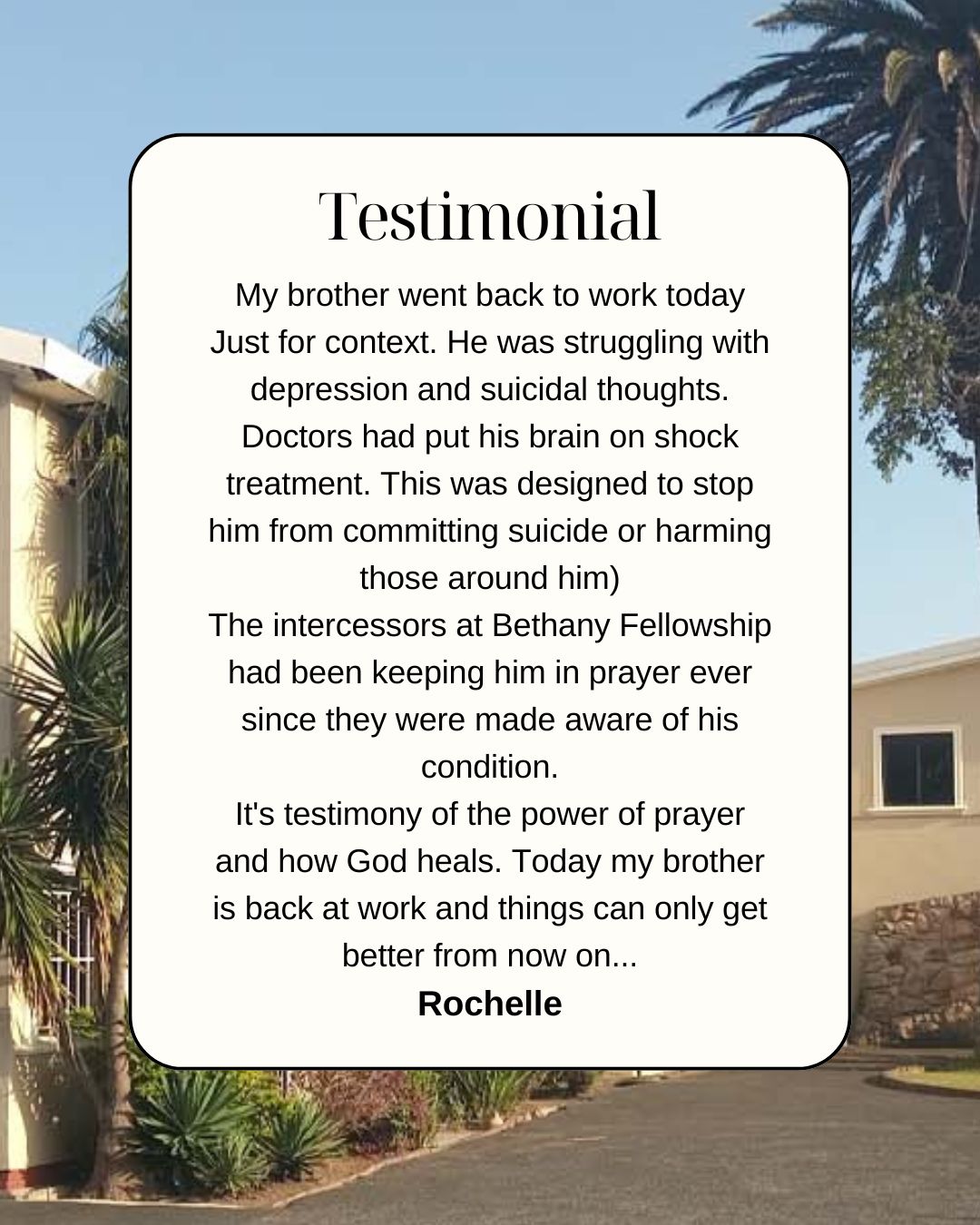 Testimony healing rooms